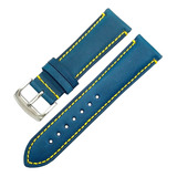 Correa De Piel Azul Amarillo 22mm 23mm Citizen Blue Angels