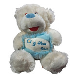 Peluche De Oso Con Corazón Color Crema 25cm