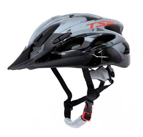 Capacete Mtb Tsw Raptor 2 Com Led Cinza Preto Vm