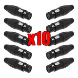 Ficha Canon Xlr Hembra Pack X10 Conector 3 Pines Cable