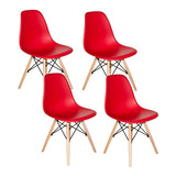 Cadeira De Jantar Henn Decorshop Charles Eames Dkr Eiffel, Estrutura De Cor  Vermelho, 4 Unidades