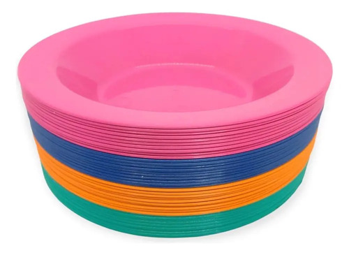 Kit 50 Unidades Pratos Fundos Redondos Plástico P Merenda