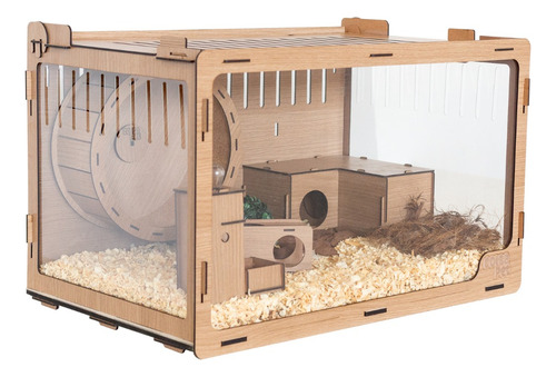 Terrário Gaiola Para Hamster Com Roda Habitat Completo 60x40