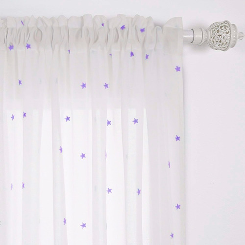 Cortinas Voile Blancas Estrellas Estampadas Para Dormitorio