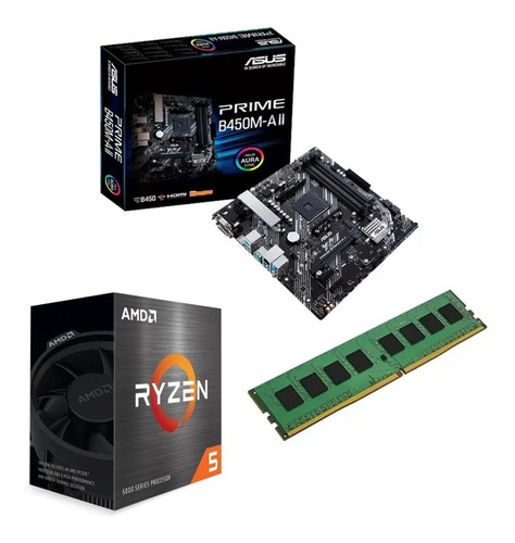 Combo Actualizacion Asus B450m-aii + Ryzen 5-5600g+ 8gb 3200