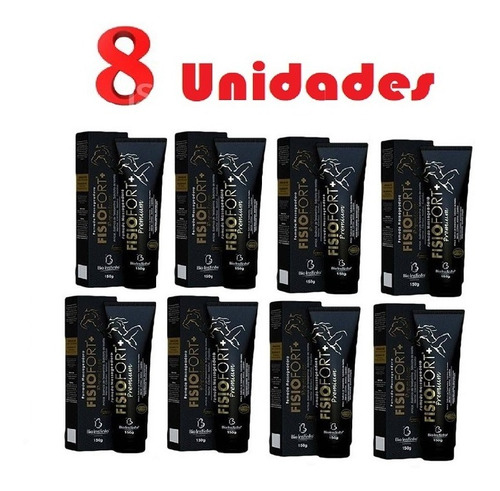 Kit Com 8 Pomada Premium 150 G Pomada Fisiofort Preta