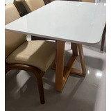 Mesa De Jantar Retangular 100cm X 70cm Laqueada Com Vidro