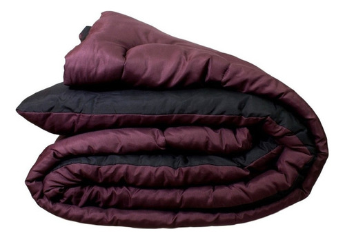 Acolchado Fidelna Invierno Queen Size Liso Reversible Queen Diseño Liso Color Bordó Y Negro De 250cm X 230cm