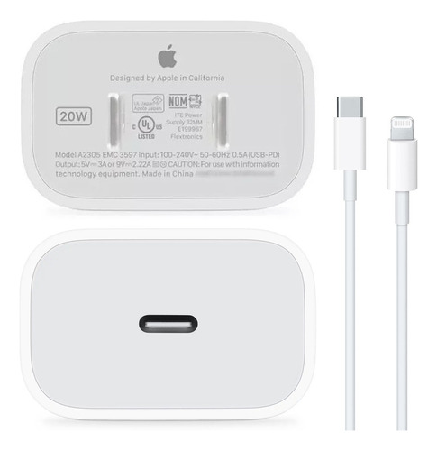 Cubo Cargador Rápida 20w Usb-c Con Cable Apple Original