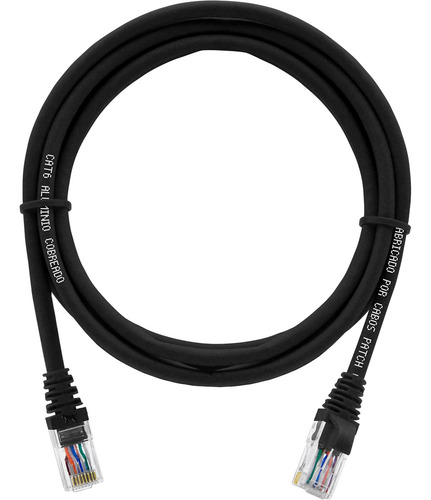 Kit 50 Patch Cord Cat6 Lan Rj45 Giga Preto 2,5mts 