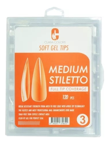 Tips Soft Gel 120 Pcs Médium Stiletto