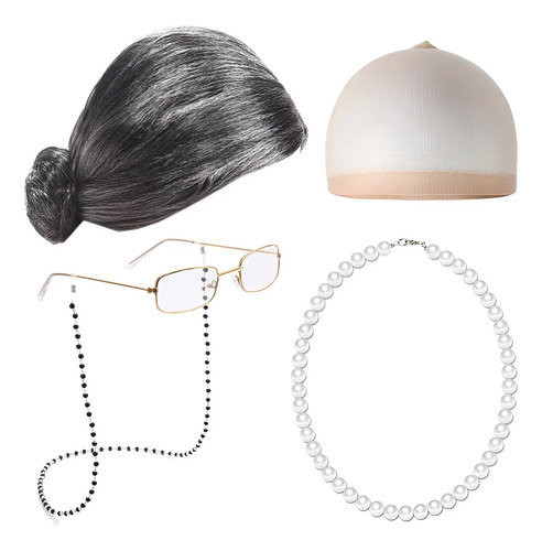 Conjunto De Disfraces Granny De 5 Piezas Con Peluca Sombrero De Peluca Collar Y Gafashalloween, Fiestas Y Cosplay