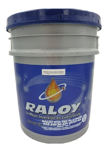 Aceite Raloy Sintetico Platino 5w30 Api Sp Dexos 1 Cubeta