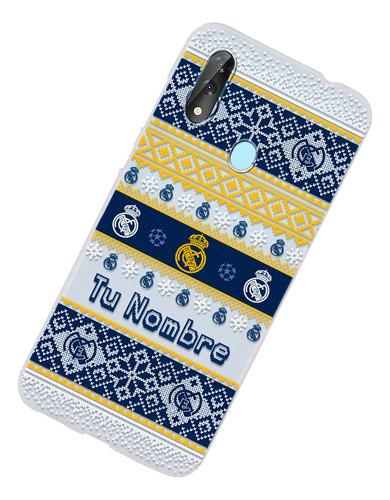 Funda Para Zte Real Madrid Ugly Sweater Navidad Con Nombre