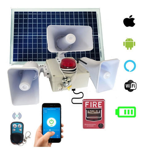 Alarma Vecinal Solar Wifi Rf Tres Sirenas Boton Fire App Ios