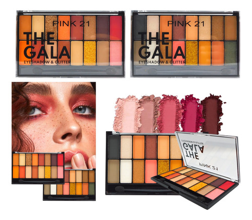 Paleta De Sombras Para Ojos + Glitter The Gala Pink 21