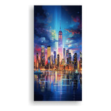 20x40cm Cuadro Sublimado Nueva York Con Luces Coloridas