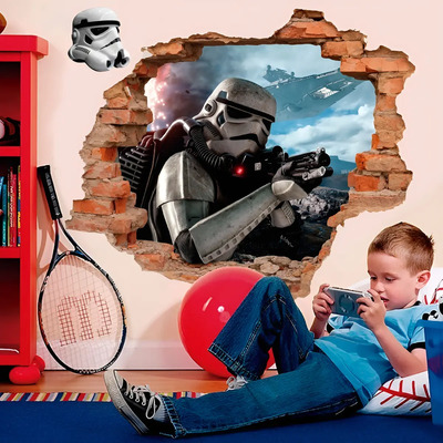 Decoración En Vinil Stormtrooper Sticker Star Wars Muro Roto Color Multicolor | Meses sin interés
