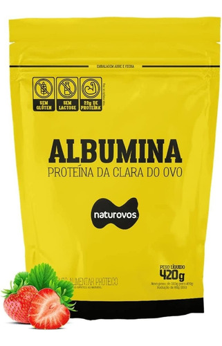  Albumina - 420g Refil Morango - Naturovos