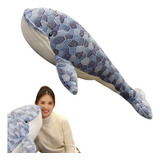 Juguete Peluche Ballena Azul Almohada Suave Muñeco Grande 90