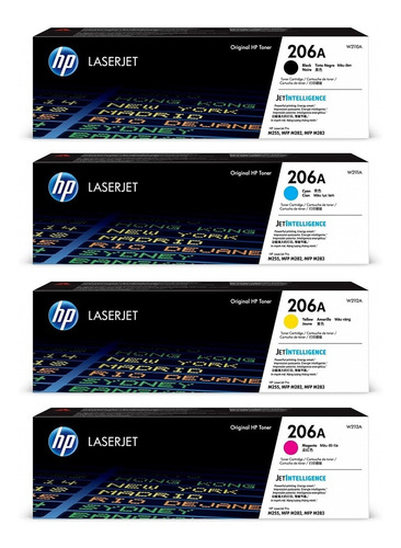 Combo Toner Hp 206a Originales Negro Cian Amarillo Magenta