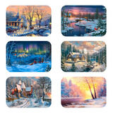 Manteles Individuales Navideños De Paisajes Nevados 