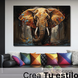 Cuadro Elefante Colores Canvas Elegante Sala Animal 20 60x40