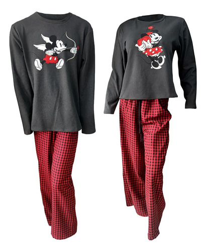 2 Pijamas Pareja Ropa De Dormir Playera Y Pantalón Mickey
