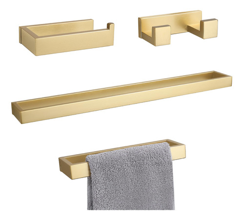 4 Accesorios Para Baño De Acero Inoxidable-dorado