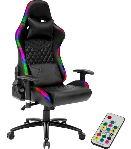 Silla Gamer Rgb Luz Led Ergonomica Reclinable Streaming