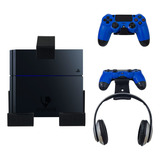 Base Soporte Consola Ps4 Fat + 2 Base Control Y 1 Audifonos