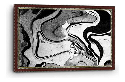 Cuadro Canvas Marco Clásico Marmol Blanco Y Negro 90x140cm