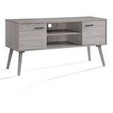 Mueble Para Tv Con Estantes De Madera Color Gris.