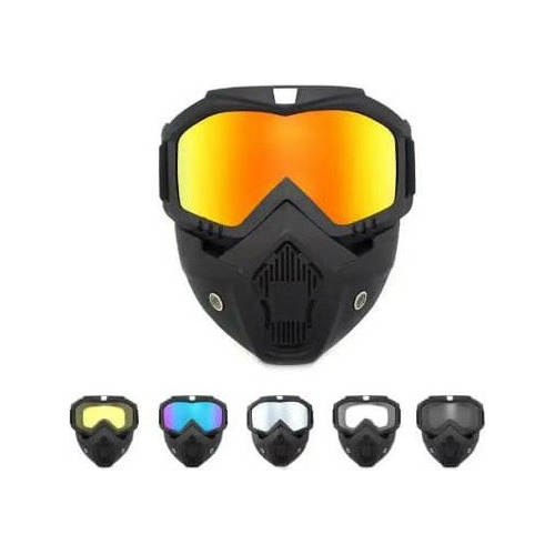 Gafas Máscara Motociclista Protección Cara Nariz Desmontable