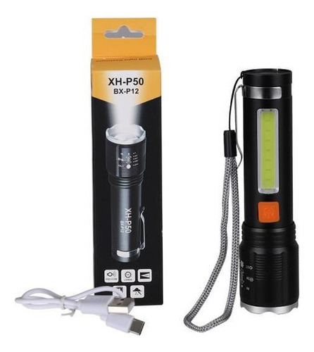 Linterna Fa-bx-p12 Rechargeable Zoom Flashlight With Cob+p50 Color De La Luz Blanco