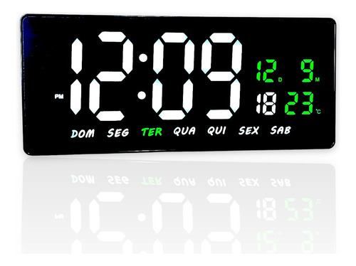 Relógio Grande Parede Digital Led Temperatura Alarme Semana