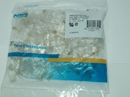 Plug Cat 5e Rj45  Amp  554720-5 Bolsa 100 Piezas.