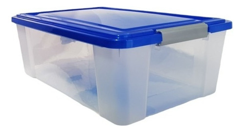 Caja Organizadora Plástica 20 Lts Transparente Con Tapa