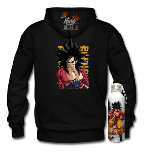 Poleron Con Cierre + Botella, Goku Super Saiyan 4, Dragon Ball Gt, Anime, Xxxl