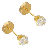 Aros Abridores De Oro 18k Lili Piedra Grifa 4mm Li-123