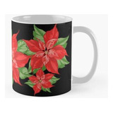 Taza Composición De Plantas Festivas De Poinsettia Calidad P