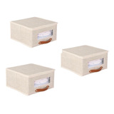 3 Cajas Organizadoras Decorativas Multiusos En Tela Beige 