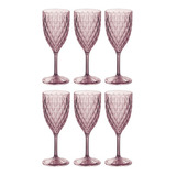 Set X6 Unid. Copa De Vino Acrilico 330ml Glamour Carol Color Rosa 14243