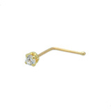 1pza. Piercing Nariz L Gancho Con Zirconia. Oro 10k, Mujer