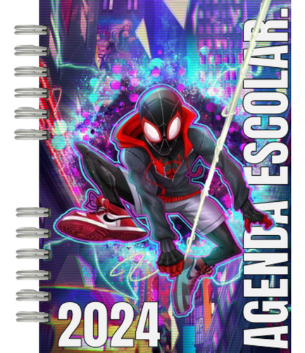 Agenda Escolar Spiderman Multiverso+ Chapita De Regalo