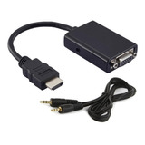 Cabo Hdmi P/ Vga Conversor Pc Xbox Monitor Saída De Áudio