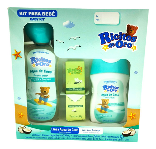 Ricitos De Oro Shampoo Agua De Coco 250 Ml+crema 250ml+gel