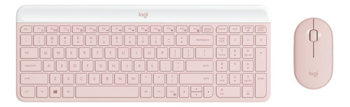 Teclado E Mouse Sem Fio Logitech Mk470 Rosa Slim 920-011313