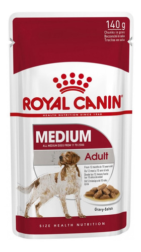 Royal Canin Medium Adult Alimento Húmedo Para Perro Adulto De Raza Mediana 10 Unidades De 140gr