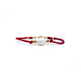 Pulsera Cordón Seda Roja Oro Italiano 14k Perla Natural